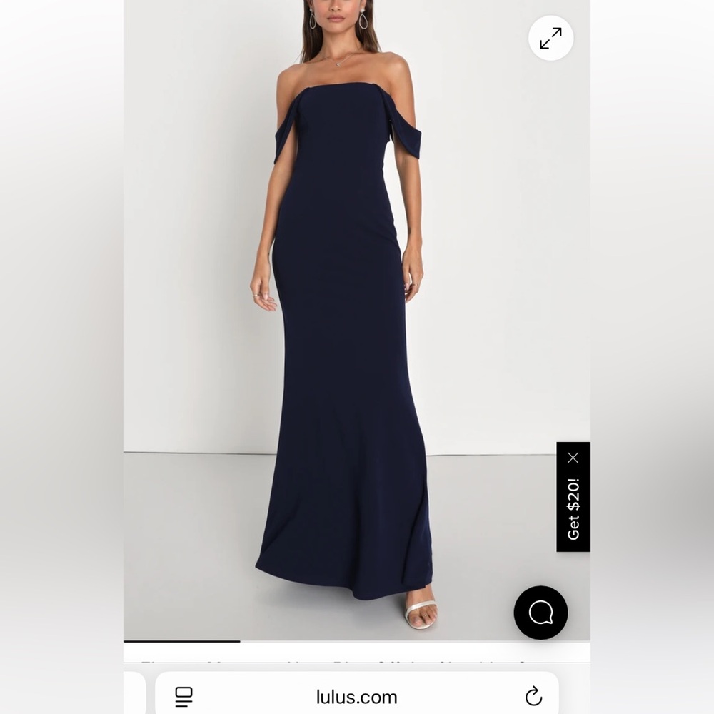 Lulus Off-Shoulder Navy Evening Gown/Prom Dress